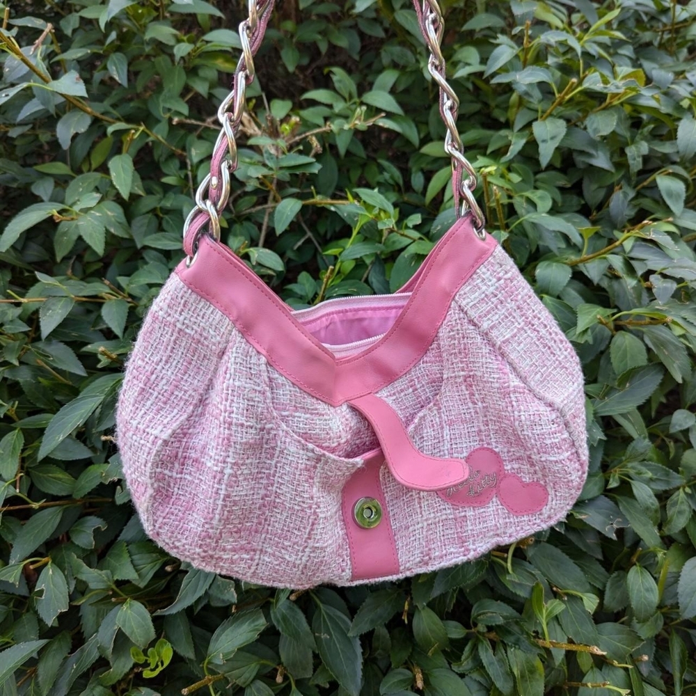 hello kitty pink bag purse handbag tweed look